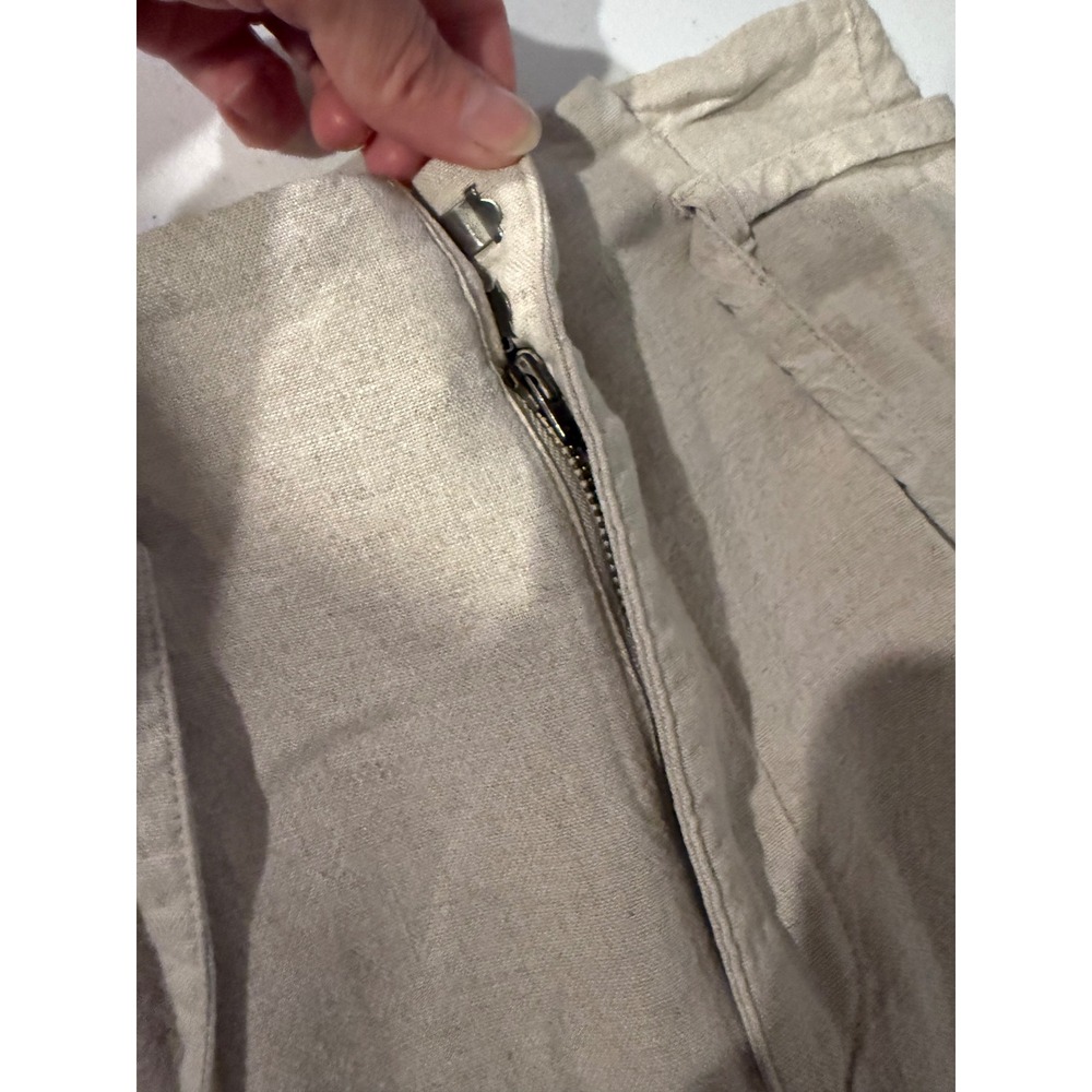 Abercrombie & Fitch Linen Blend Wide Leg Pants Beige High Rise XSL Long - Picture 8 of 16
